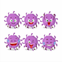 Cartoon character of virus particle with smile expression