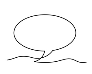 Abstract oval speech bubble as line drawing on white as background. Vector