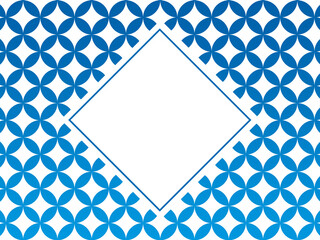 Obraz premium 七宝柄の背景フレーム 和柄 青