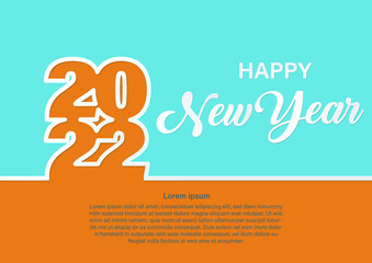 Fototapeta na wymiar vector paper cut style Happy New Year 2022 for banner and flyer