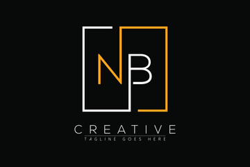 Fototapeta Initial letter nb, bn, n, b elegant and luxury Initial with Rectangular frame minimal monogram logo design vector template obraz