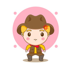 Illustration Cute sheriff or cowboy chibi cartoon character