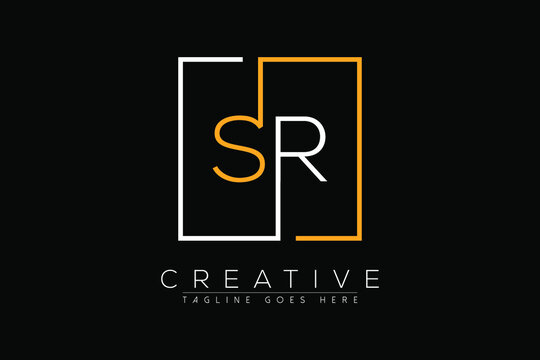 Initial letter sr, rs, s, r elegant and luxury Initial with Rectangular frame minimal monogram logo design vector template