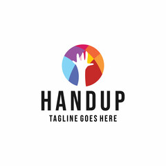 hand colorful Logo vector design. solidarity symbol icon graphic. partnership emblem for Company and business