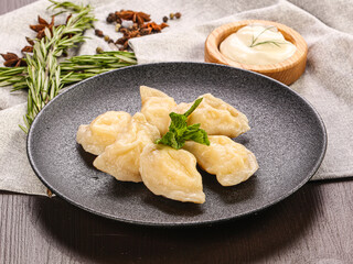 Varenyky dumplings with mashed potato