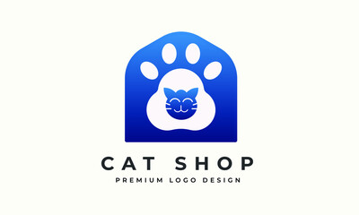 Animal Cat Shop Logo Design Vector Template
