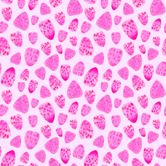 Strawberry pink watercolor  seamless pattern