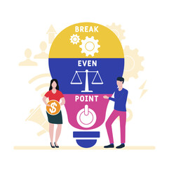 Flat design with people. BEP - Break-Even Point acronym. business concept background. Vector illustration for website banner, marketing materials, business presentation, online advertising