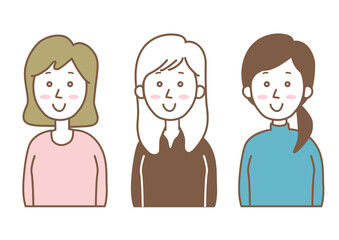 複数の女性のイラストパターン01