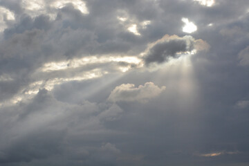 Naklejka na ściany i meble light of heaven, sunlight passing through the clouds