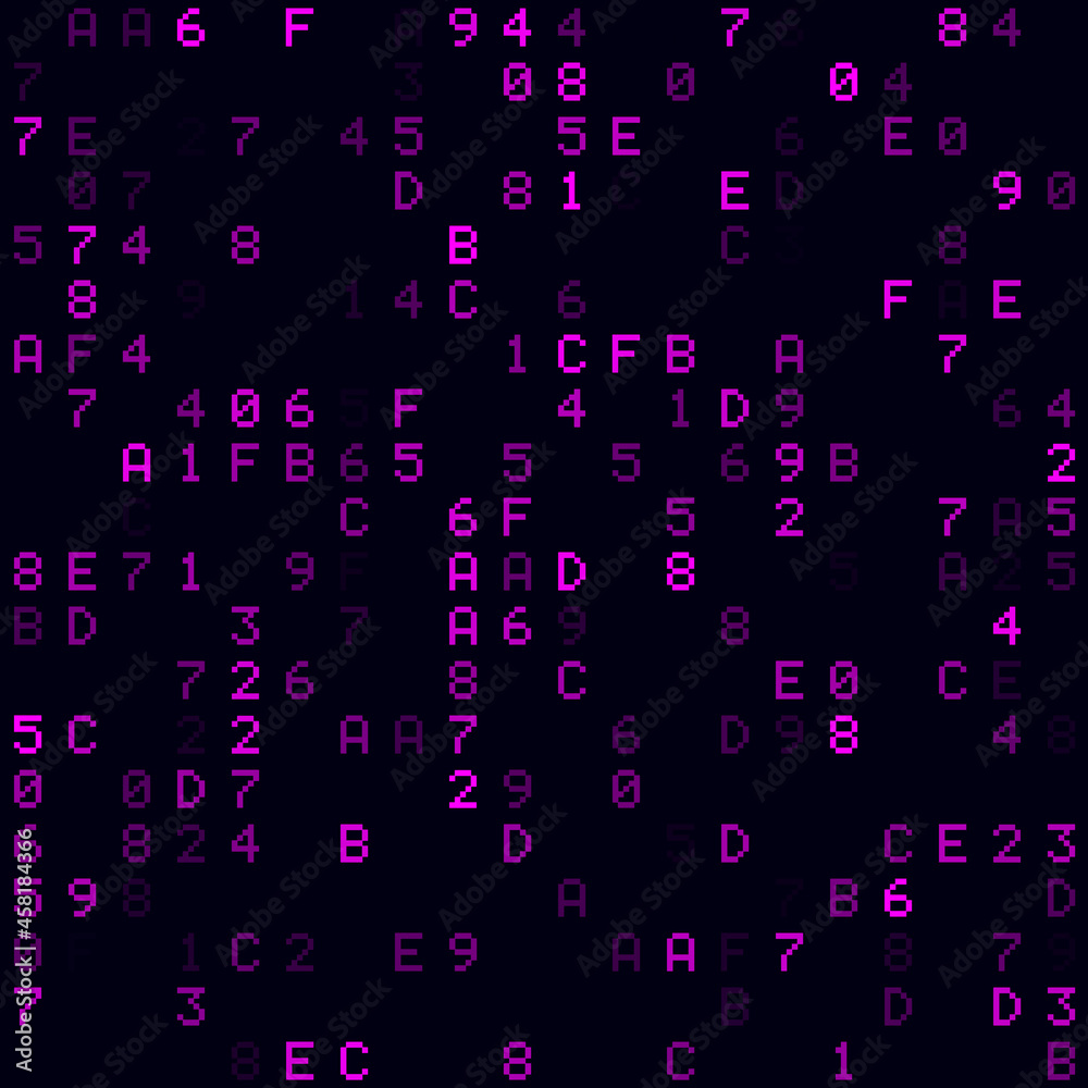 Poster abstract digital background. magenta sparse hexadecimal background. small sized seamless pattern. tr