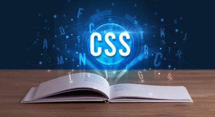 Technology abbreviation coming out from an open book
