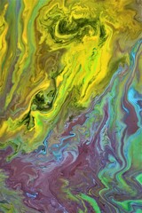 Abstract multicolored marble background. The lines and waves of acrylic paint create an interesting structure. Background for web design, fabric, design, laptop case