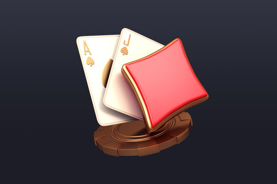 casino cards poker blackjack baccarat gold  3d render 3d rendering illustration 