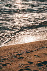 夕日に照らされた海岸　イメージカット縦