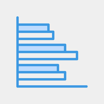 Vector illustration of bar chart icon in blue style for any projects