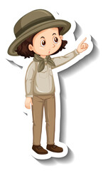 A sticker template of girl cartoon character