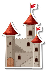 Fototapeta premium Stone castle and fortress cartoon sticker