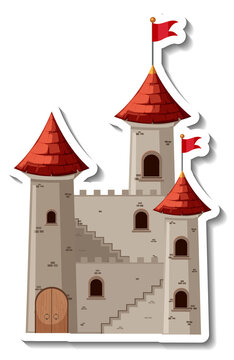 Stone castle and fortress cartoon sticker