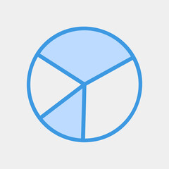Vector illustration of pie chart icon in blue style for any projects