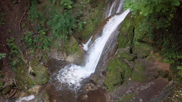 Gorgeous slowmotion video from Hungary, Lillafüred waterfall from side view.