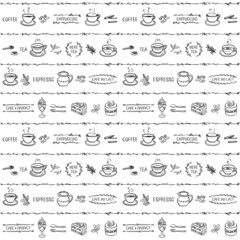 カフェメニュー　背景素材　手描き　線画　1色