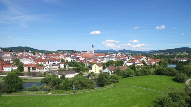 Drohnenflug über Cham in der Oberpfalz