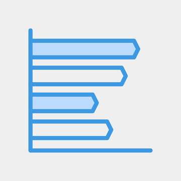 Vector illustration of bar chart icon in blue style for any projects
