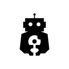robot donuts cyborg automatic negative space logo vector icon illustration