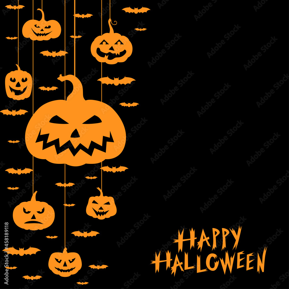 Canvas Prints Halloween greeting card with hanging pumpkin