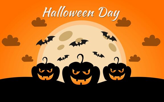 orange halloween day background for banner template.
