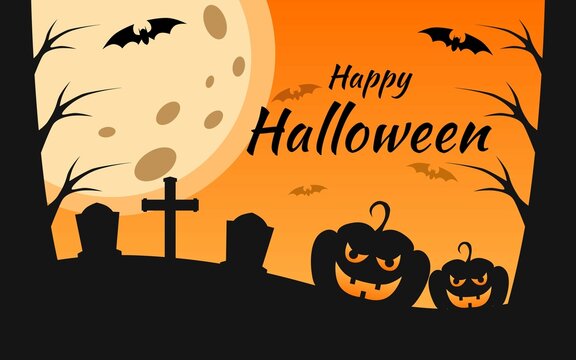 orange halloween day background for banner template.