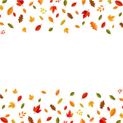 Autumn Card With Leaves And Text With Gradient Background, Vector Illustration.