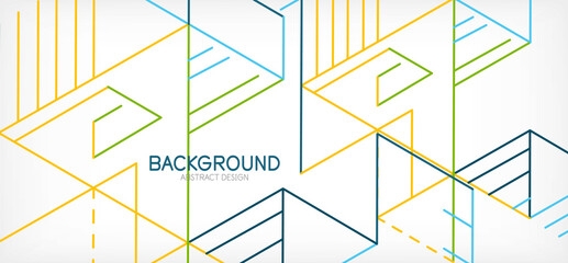 Abstract background. Color lines on white background. Linear abstract composition. Techno or business concept for wallpaper, banner, background, landing page