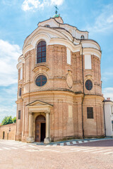 Fototapeta premium View at the Church of Santa Chiara in the streets of town Bra - Italy