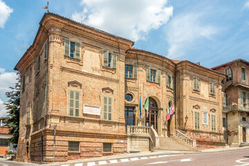 Fototapeta premium View at the Building of Town Hall in the streets of town Bra - Italy