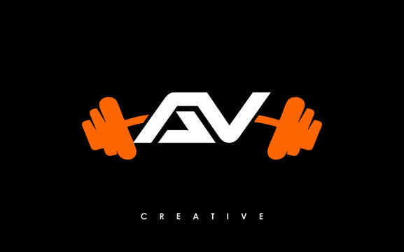 AV initial letter fitness icon logo vector image