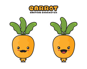 cute carrot mascot, vegetable cartoon illustration
