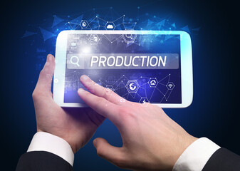 Close-up of a tablet searching inscription