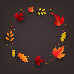 Obraz premium Autumn Poster And Autumn Leaves With Gradient Background, Vector Illustration