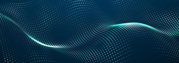 Sci-fi background. Digital wave with many particles. Big data visualization. Template for festive presentation. 3d