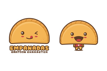 cute empanadas mascot, food cartoon illustration