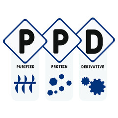 PPD - Purified Protein Derivative acronym. medical concept background.  vector illustration concept with keywords and icons. lettering illustration with icons for web banner, flyer, landing