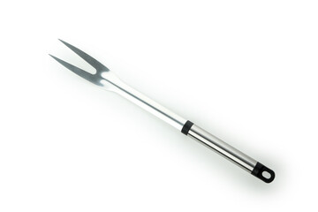 Metal barbecue fork isolated on white background