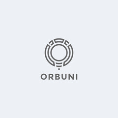 letter O logo with bulb icon, monogram line design initial O and bulb.