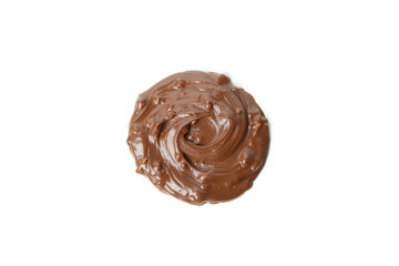 Chocolate paste isolated on white background, close up