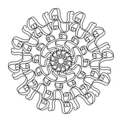 Mandala. Simple Coloring book. Ethnic lace round ornamental pattern. Hand drawn vector illustration