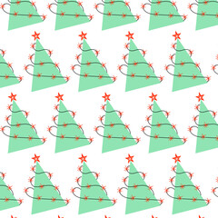 pattern of a blue Christmas tree with lights