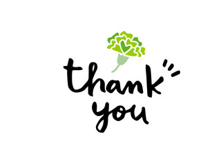 かわいいカーネーションとThankyouの文字／手書きイラスト