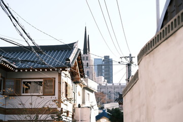 Fototapeta na wymiar Alleyways in the city center of Korea.